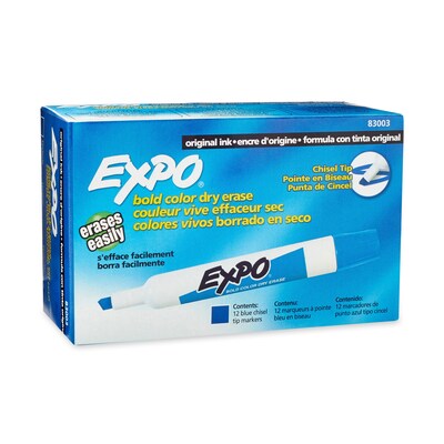 Expo® Chisel Tip Dry-Erase Markers, Blue, Dozen