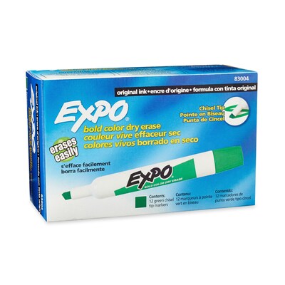 Expo® Chisel Tip Dry-Erase Markers, Green, Dozen