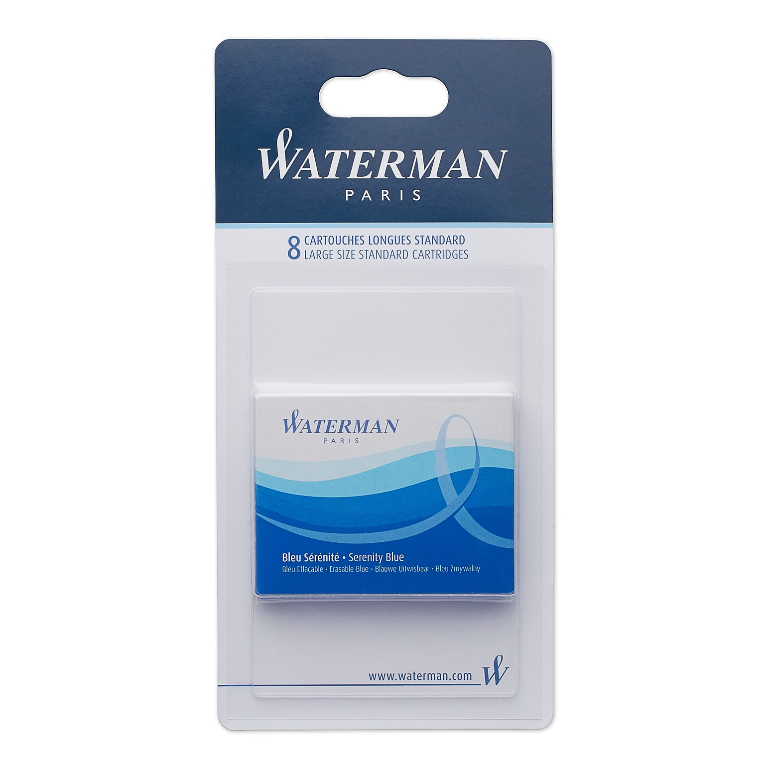 Waterman Paris Fountain Cartridge Pen Refills, Serenity Blue Ink, 8/Pack (S0713021)