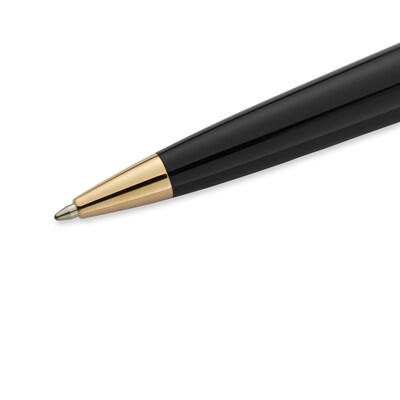 Waterman Expert Shiny Black/Gold Trim Ballpoint Pen, Medium Point, Blue Ink (S0951700)