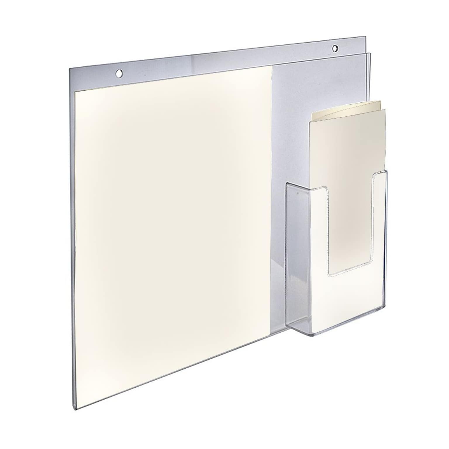 Azar Displays Acrylic Wall Mount Sign Holder with Brochure Holder, 14W x 11H