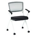 Office Star Space Pulsar White Fin Frame Manager Chair w/Screen Back & Black Padded Fabric - 2/Pk