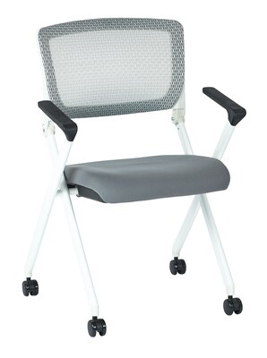 Office Star Space Pulsar White Fin Frame Manager Chair w/Screen Back & Steel Padded Fabric-2/Pk