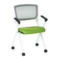 Office Star Space Pulsar White Fin Frame Manager Chair w/Screen Back & Green Padded Fabric - 2/Pk
