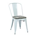 OSP Designs Bristow Metal & Wood Chair with Vintage Seat, White & Ash Crazy Horse
