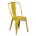 OSP Designs Bristow 4 Piece Armless Metal Chair, Antique Yellow with Blue