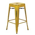 OSP Designs Bristow Metal Barstool, Antique Yellow with Blue