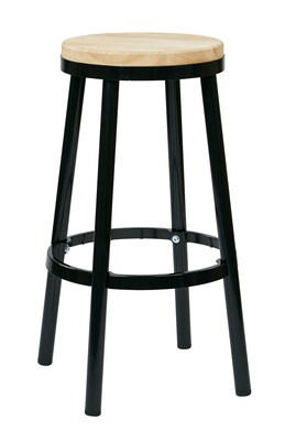 OSP Designs Backless 30-inch Metal & Wood Barstool with Frame, Black