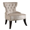 Ave Six Colton Vintage Velvet Polyester; Fabric & Wood Tufted Side Chair, Brilliance Parchment Cream