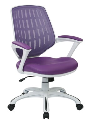 AveSix CALVIN Mesh Computer and Desk Chair, White Frame/Purple (CLVA26-W512)