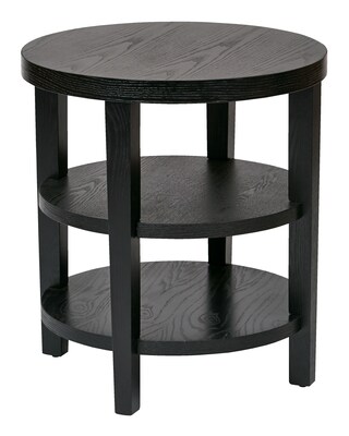 Ave Six Wood Merge Grain Table Black, Round End