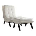 Ave Six Tustin Lounge Wood & Faux Leather Chair & Ottoman, White