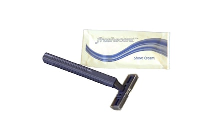 Dual Blade Razor with Freshscent™  Shaving Cream Sachet in Guest Valet™ Box