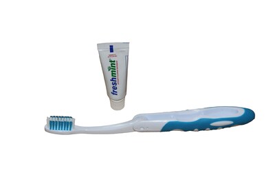 Deluxe Foldable Toothbrush with Freshmint™ Fluoride Toothpaste (0.6oz) in Guest Valet™ Box