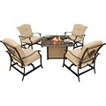 Hanover Outdoor Furniture Traditions 5-Piece Seating Set with Cast-Top Fire Pit Table