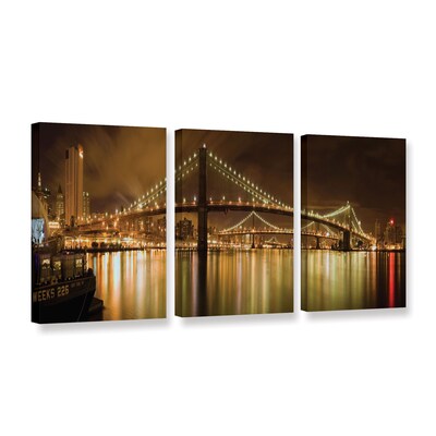 ArtWall Brooklyn Bridge 3-Piece Gallery-Wrapped Canvas Set 24 x 48 (0yor012c2448w)