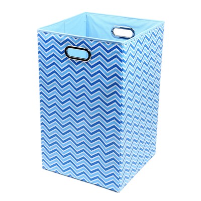 Modern Littles Folding Laundry Basket, Sky Zig Zag, 13.75" x 13.75" x 22.75" (SKYLAUN101)