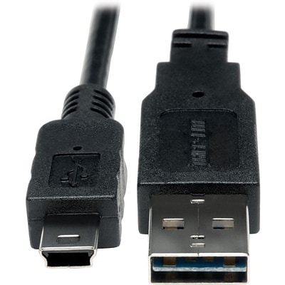 Tripp Lite 1 Universal Reversible Type-A USB/Type-B Mini USB Male/Male Hi-Speed Cable; Black (UR030-001)