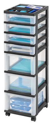 Staples® 7-Drawer Storage Cart, Black, 41 3/4H x 12 1/8W x 14 3/8D