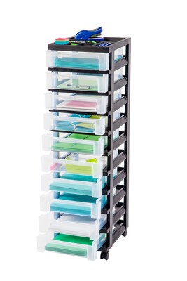 Quill Brand® Rolling Cart with Plastic Organizer Top; 10-Drawer