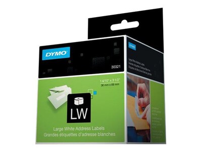 Dymo 30321 3 1/2 Address Label; Black on White, 520/Box