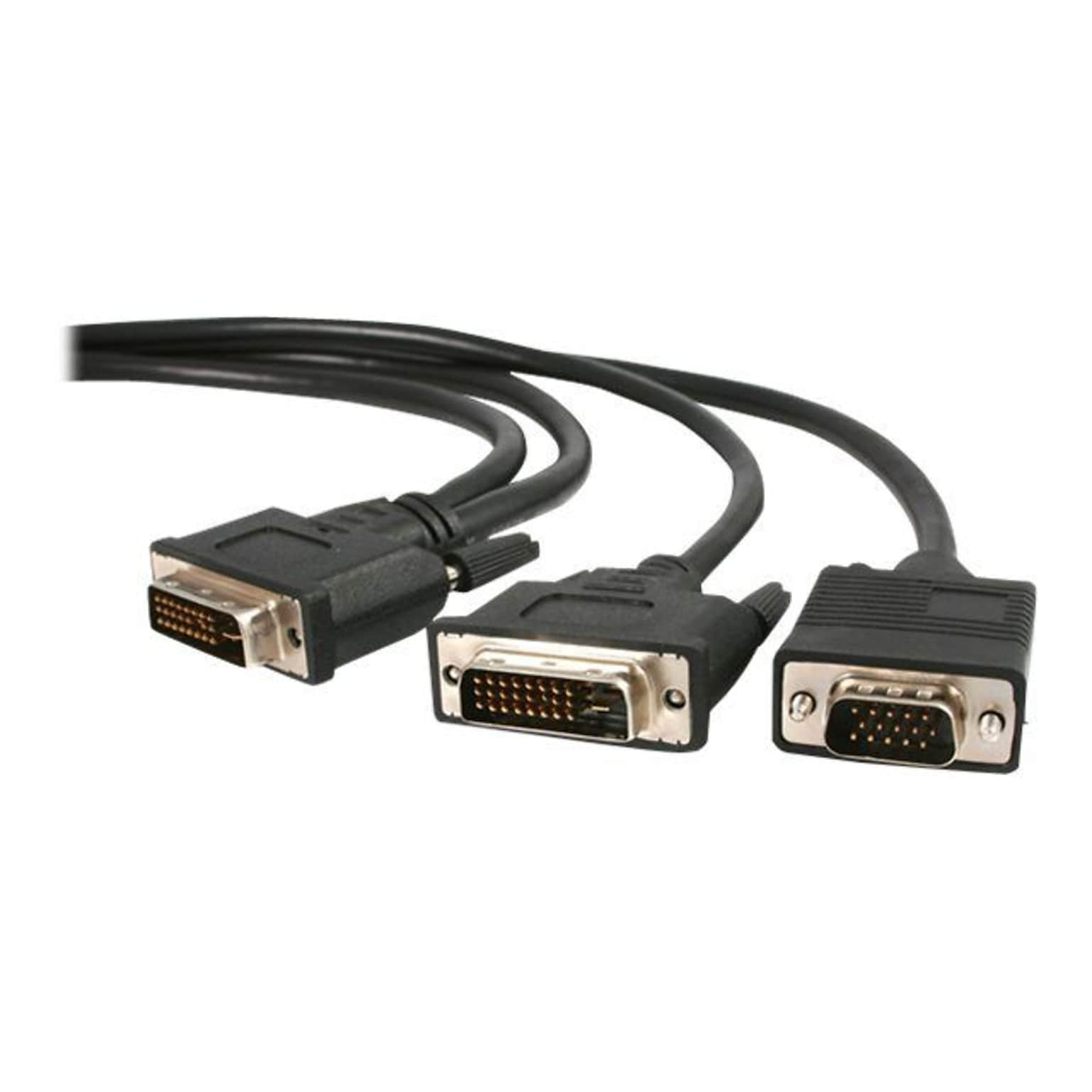 StarTech DVIVGAYMM6 6ft DVI-I Male to DVI-D Male and HD15 VGA Male Video Splitter Cable