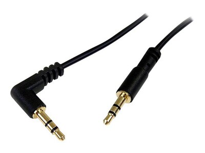 StarTech MU3MMSRA 3ft Slim 3.5mm to Right Angle Stereo Audio Cable; M/M