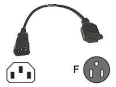 C2G 1 IEC320C14/NEMA 5-15R Male/Female Monitor Power Adapter Cord, Black (3147)
