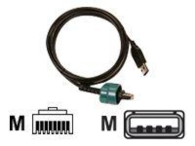 Zebra® AK18666-4 Data Transfer Cable for MZ/RW Series Label/Receipt Printer, USB/RJ-45