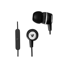 V7® HA110-12NB 3.9 Wired Binaural Earbud with Microphone, Black