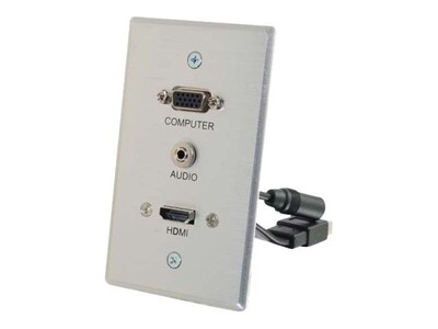 C2G ® Single-Gang Pass-Through Wall Plate, Aluminum (60144)