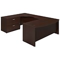 Bush Business Furniture Westfield Elite 72W Left Handed Bow U Shaped Desk with File, Mocha Cherry, Installed (SRE096MRSUFA)