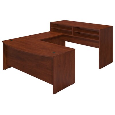Bush Business Furniture Westfield Elite 72W Bow Front U Station with Standing Height Desk, Hansen Cherry, Installed (SRE110HCFA)