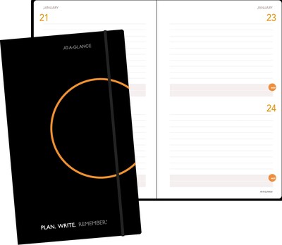AT-A-GLANCE 8.25" x 5.12" Daily Planner, Paperboard Cover, Black (80-6121-05)