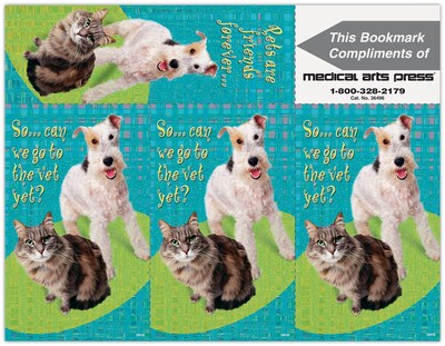 Humorous 3-Up Laser Postcards with Bookmark, Go to the Vet, 150 Postcards/Pack