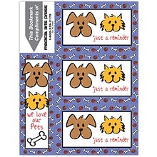 Graphic Image 3-Up Laser Postcards with Bookmark, Animated Dog and Cat, Bone and Yarn Border, 150 Po