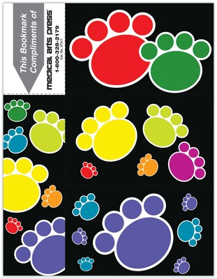 Graphic Image 3-Up Laser Postcards with Bookmark, Paw Prints