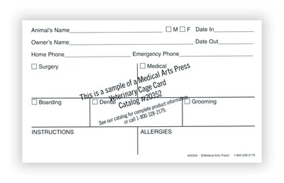 Medical Arts Press® Vet Cage Card, Room for Special Care Instructions, 3x5