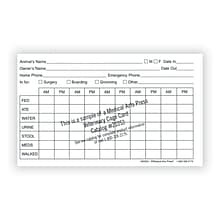 Medical Arts Press® Vet Cage Card, Provides a Record of Twice Daily Care, 3x5