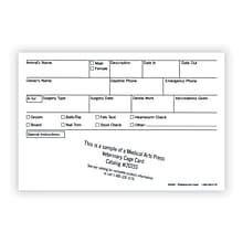 Medical Arts Press® Vet Cage Card, Check Off Boxes for a Variety of Services, 4x6