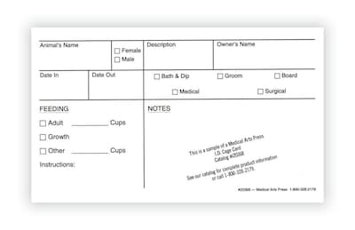 Medical Arts Press® Vet Cage Card, Specially Designed for Groomers and Boarding Services, 3x5