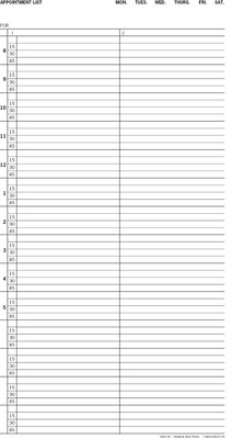 Multi-Copy Standard Scheduling Sheets, 8:00am-6:00pm, 15-Minute Intervals, 2 Columns