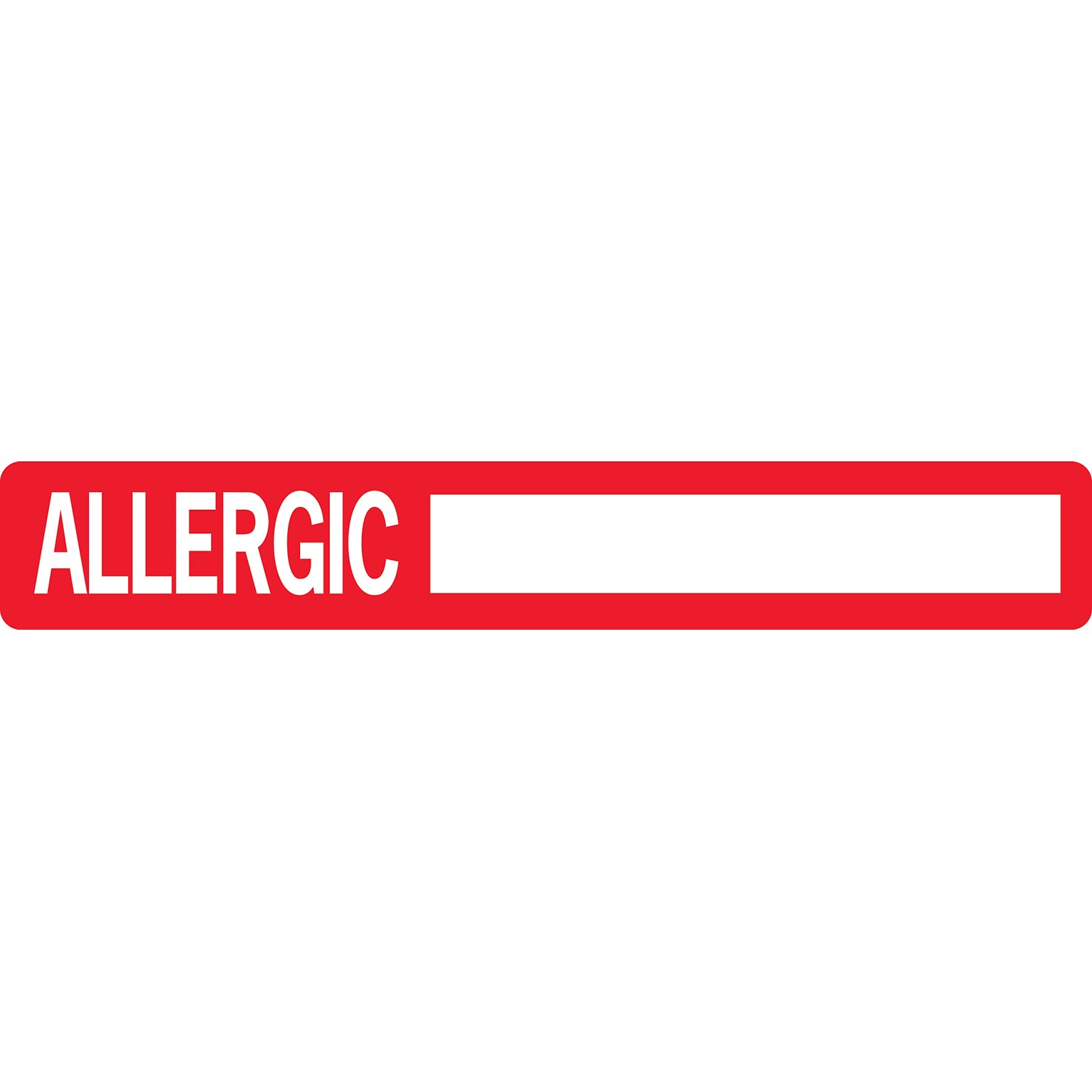 Allergy Warning Medical Labels, Allergic:, Red and White, 1x6-1/2, 100 Labels