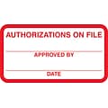 Medical Arts Press® Patient Record Labels, Authorizations On File, Red and White,1-3/4x3-1/4, 500 Labels