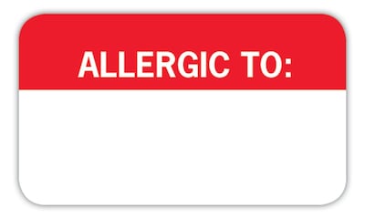 Medical Arts Press® Allergy Warning Medical Labels, Allergic To:, Red and White, 7/8x1-1/2, 250 Lab