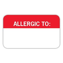 Medical Arts Press® Allergy Warning Medical Labels, Allergic To:, Red and White, 7/8x1-1/2, 250 Lab