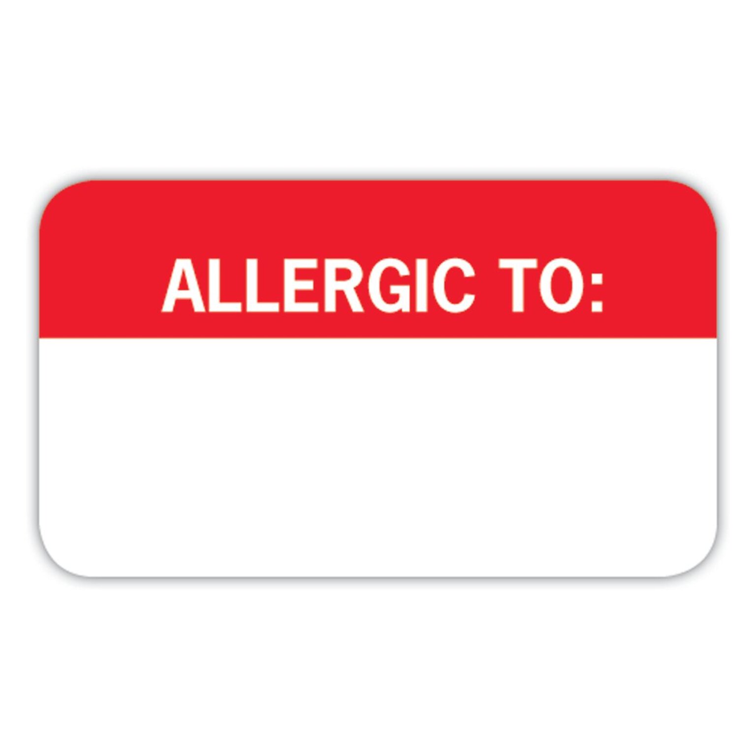 Allergy Warning Medical Labels, Allergic To:, Red and White, 7/8x1-1/2, 250 Labels