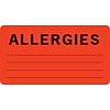 Allergy Warning Medical Labels, Allergies, Fluorescent Red, 1-3/4x3-1/4, 500