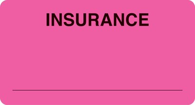 Insurance Chart File Medical Labels, Insurance, Fluorescent Pink, 1-3/4x3-1/4, 500 Labels