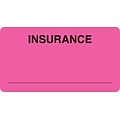 Insurance Chart File Medical Labels, Insurance, Fluorescent Pink, 1-3/4x3-1/4, 500 Labels